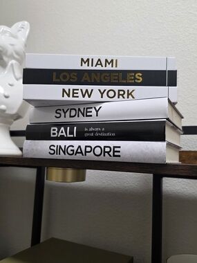 Stacked City Coffee Table Books - White and Black Decorative Set